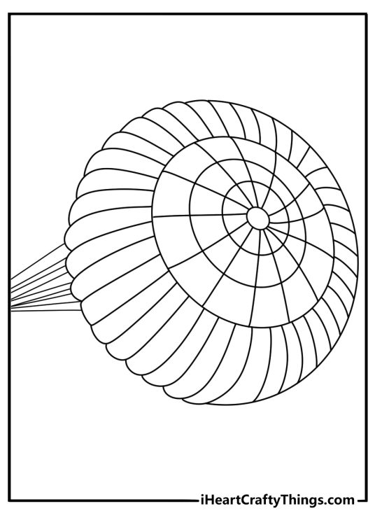 Parachute style kite round shape detailed coloring page for adults