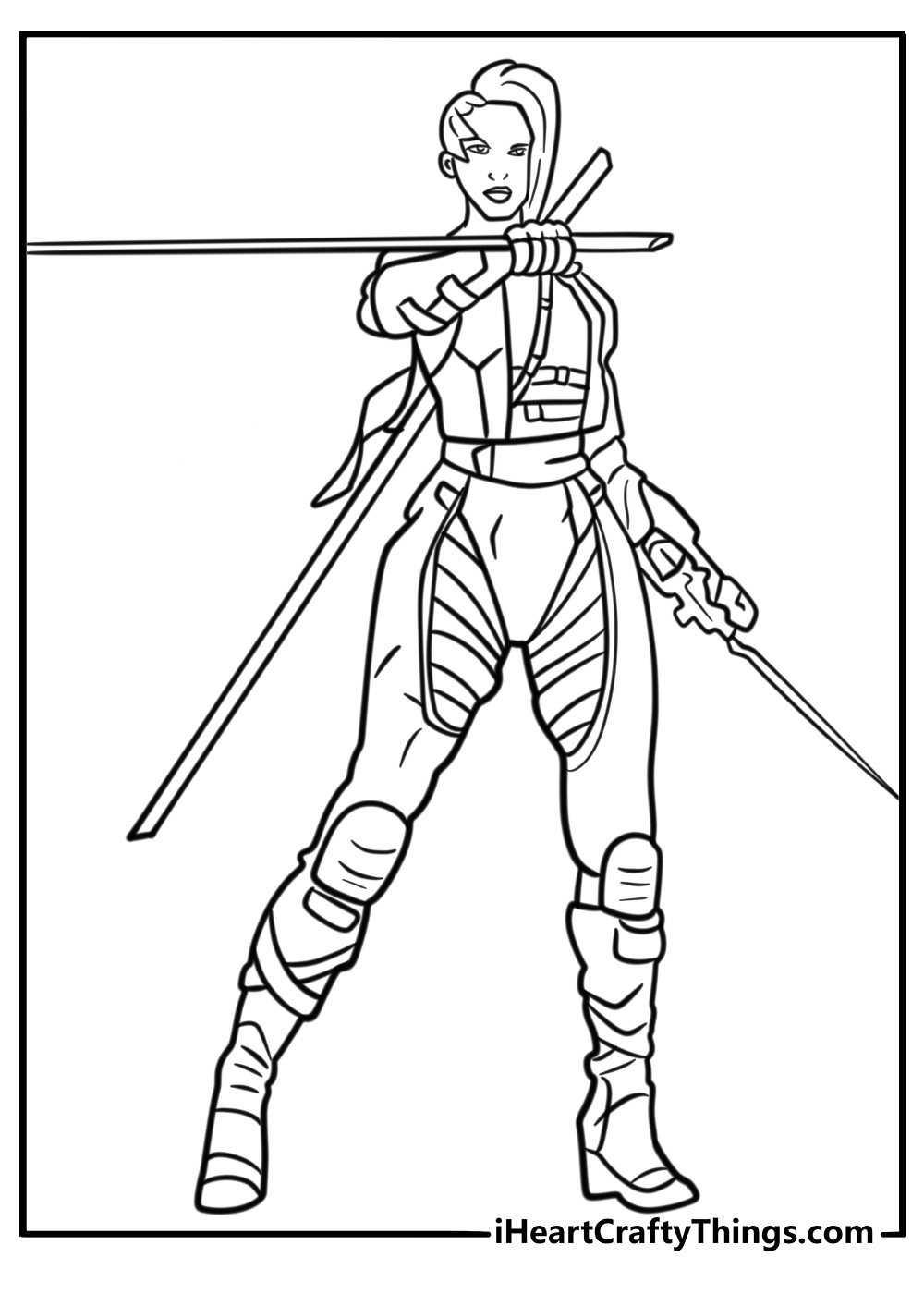 Psylocke jumping with psychic blade ready detailed coloring sheet