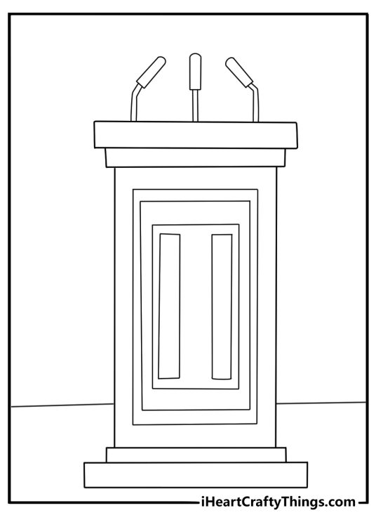 Pulpit with carved steps and reading stand church coloring page download