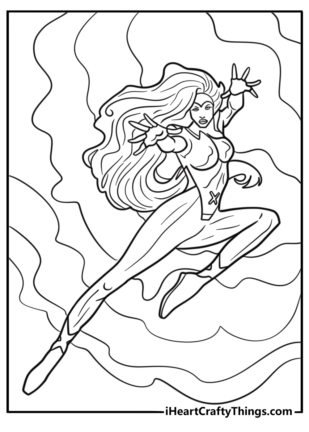 Rogue absorbing energy from an enemy fun x men coloring sheet