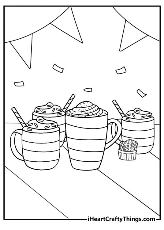 Slow cooker hot chocolate party setup easy printable coloring sheet