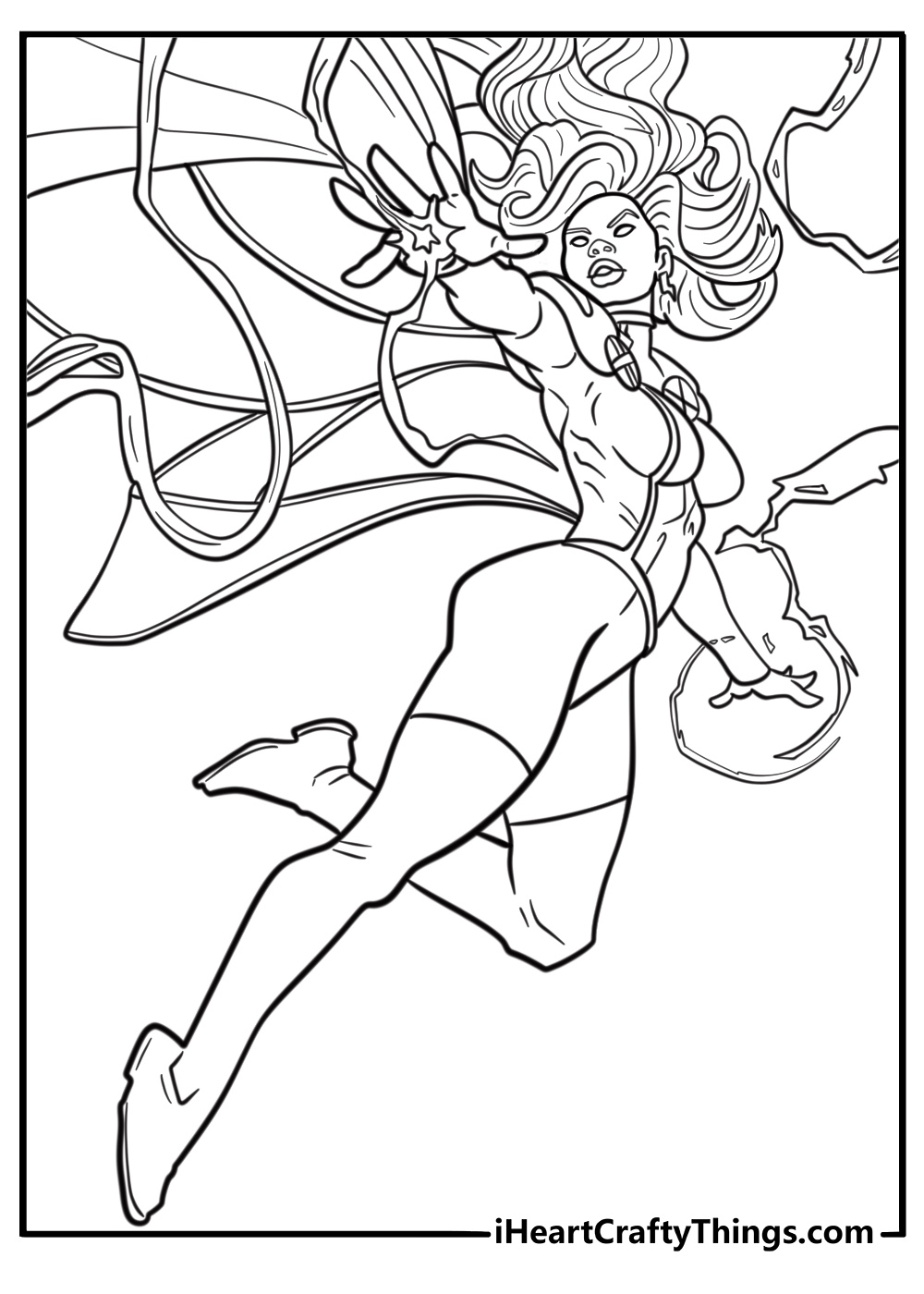 Storm controlling lightning in the sky free coloring page pdf