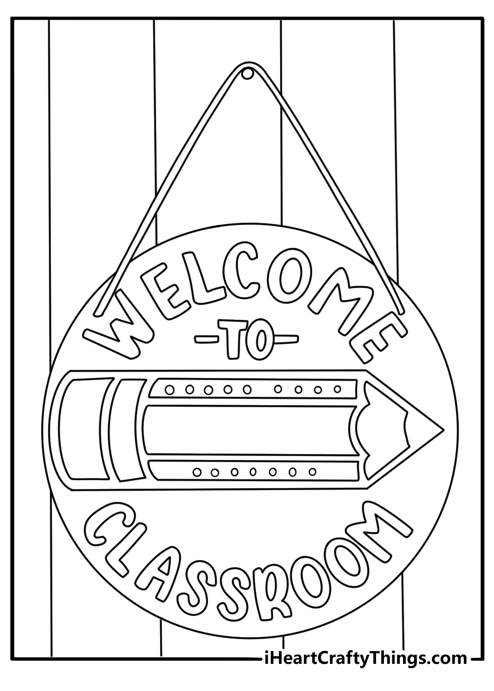 Teacher coloring pages printable featuring a classroom door with name sign