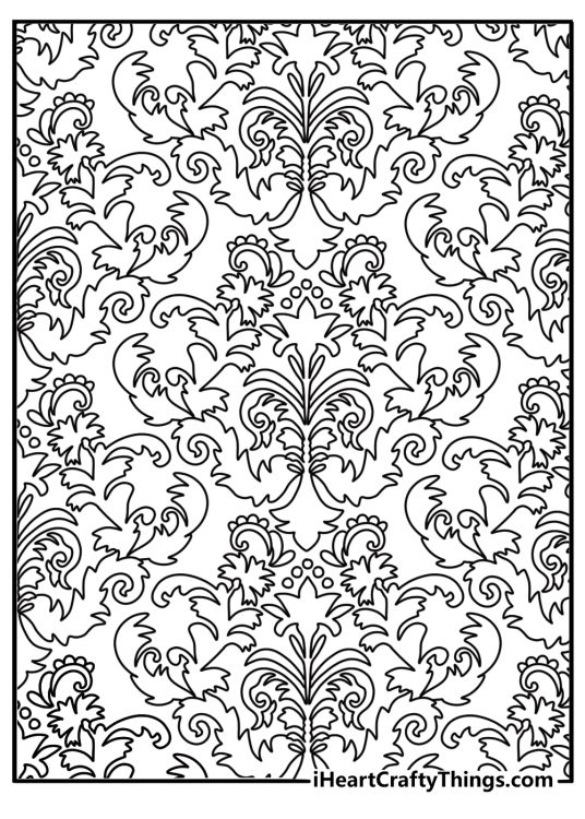 Vintage coloring pages for adults with Victorian wallpaper patterns