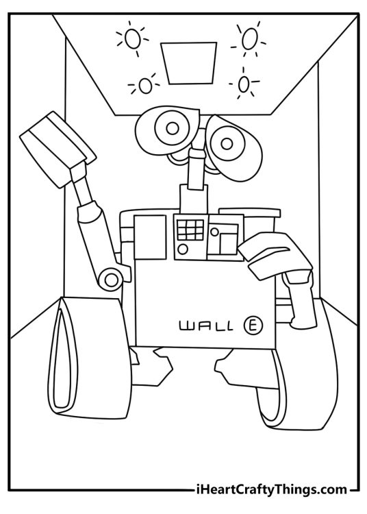 Wall E follows glowing floor lights through the Axiom in this printable sheet