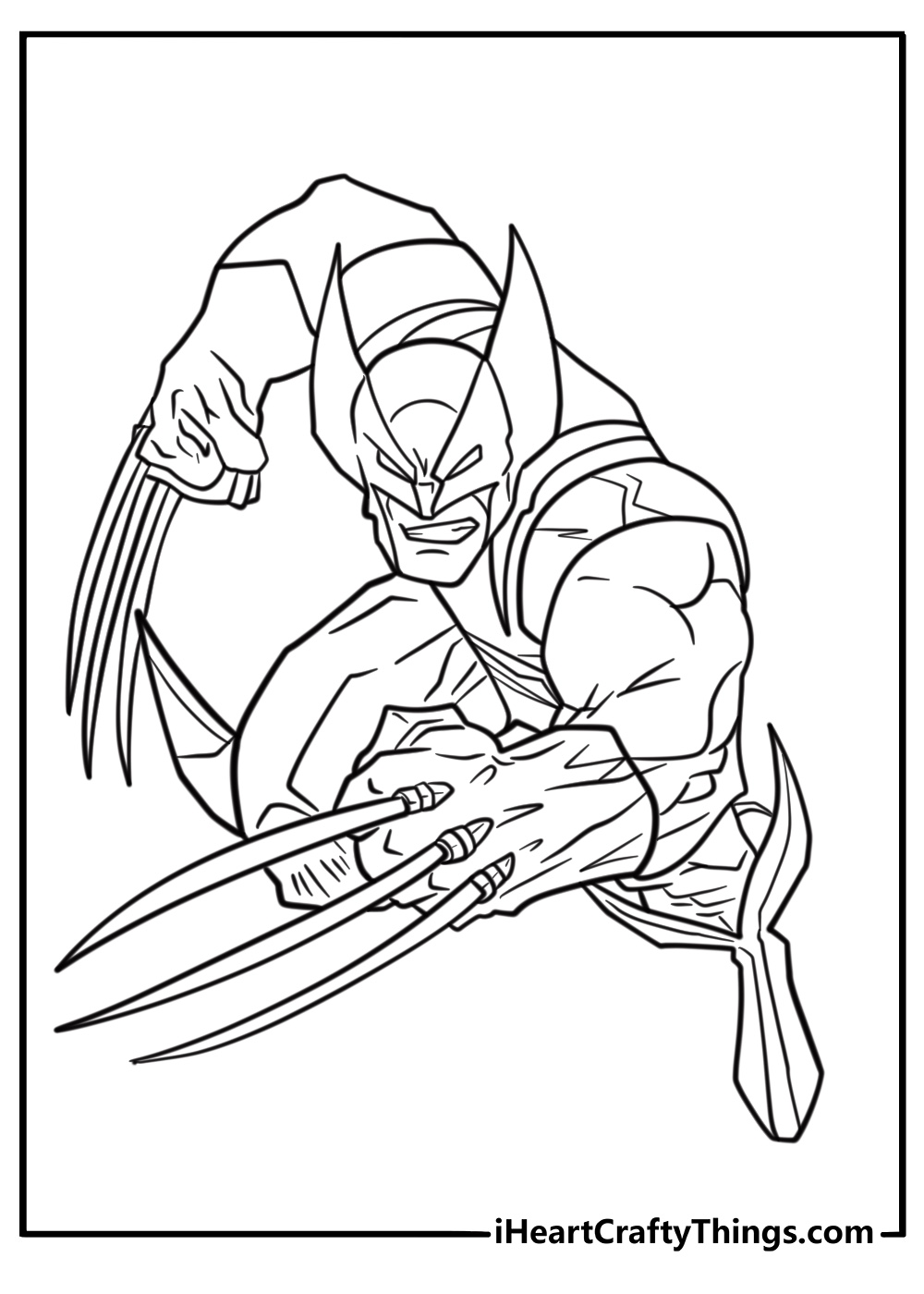 Wolverine with claws extended coloring page for kids