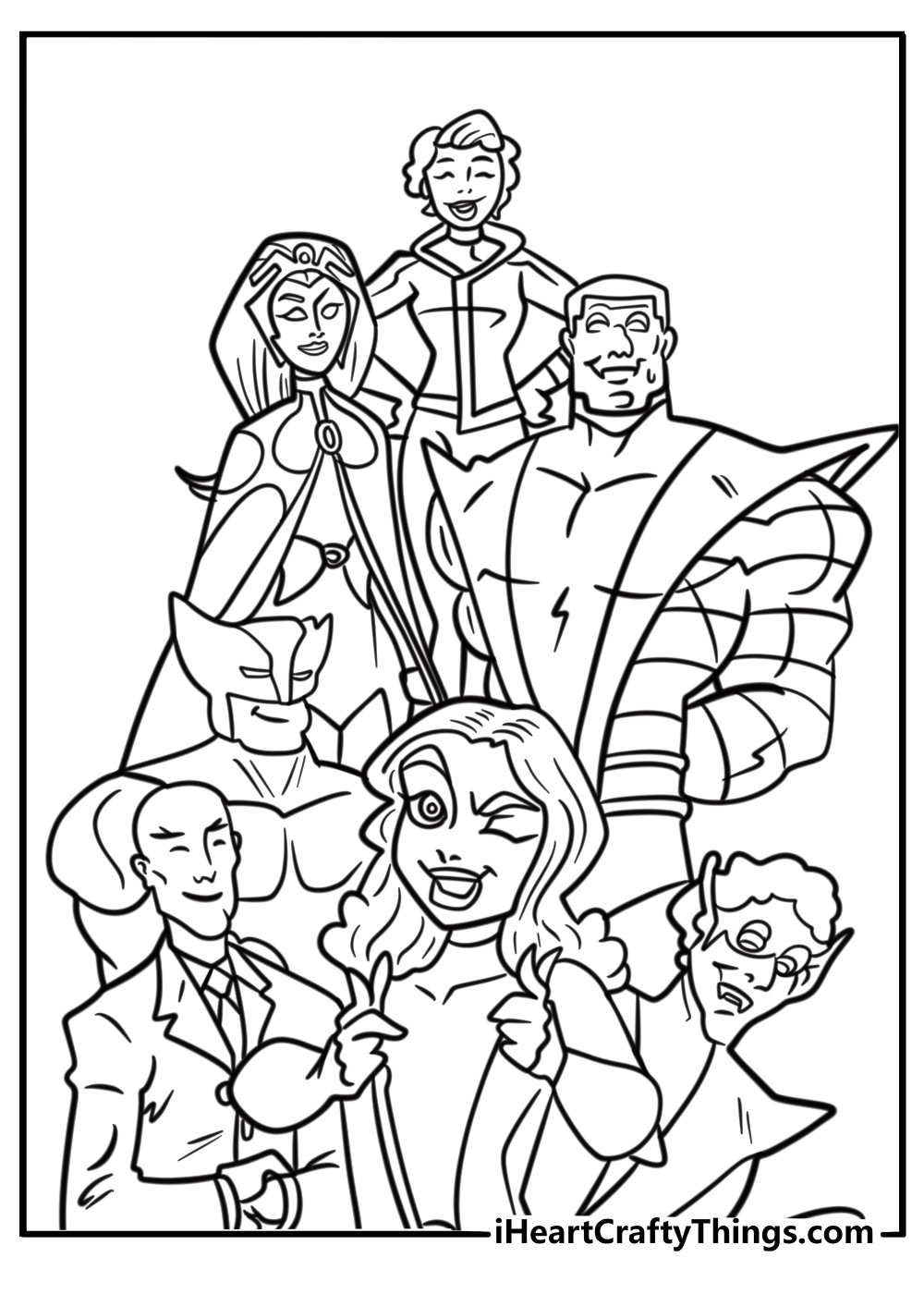 X men team together in action free printable coloring page