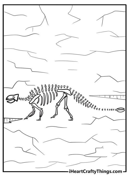 Ankylosaurus skeleton fossil display printable coloring page