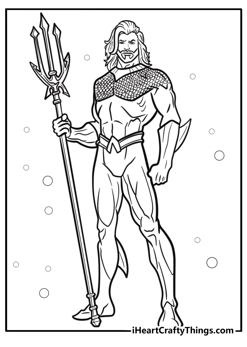 Aquaman in battle armor free coloring page pdf