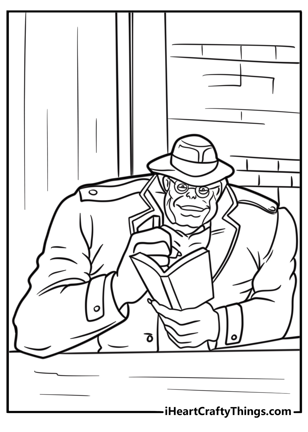 Beast reading a book in the X Mansion library detailed coloring sheet