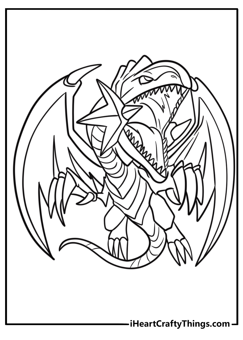 Blue eyes white dragon roaring fun printable coloring sheet