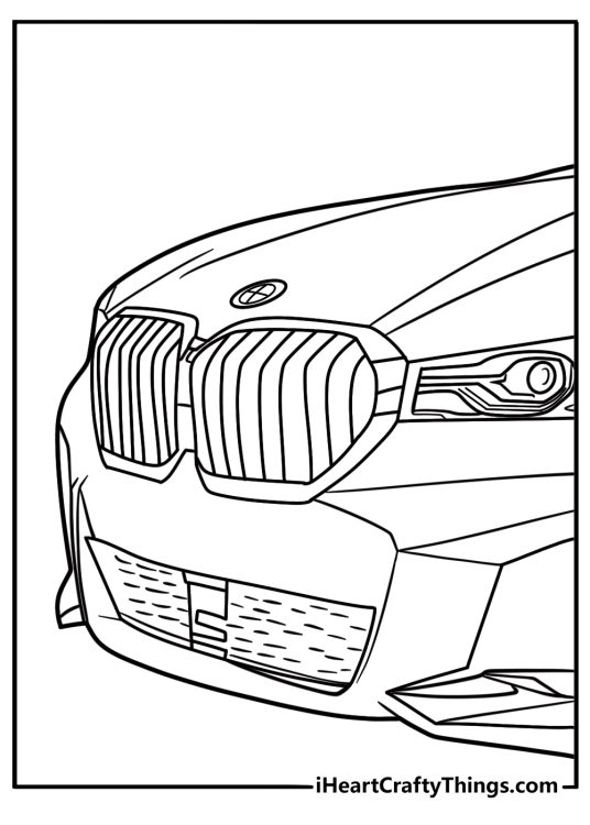BMW grille and headlights close up free printable coloring page