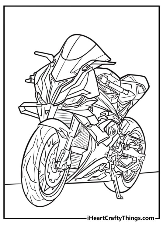 BMW motorcycle with sporty look detailed coloring sheet