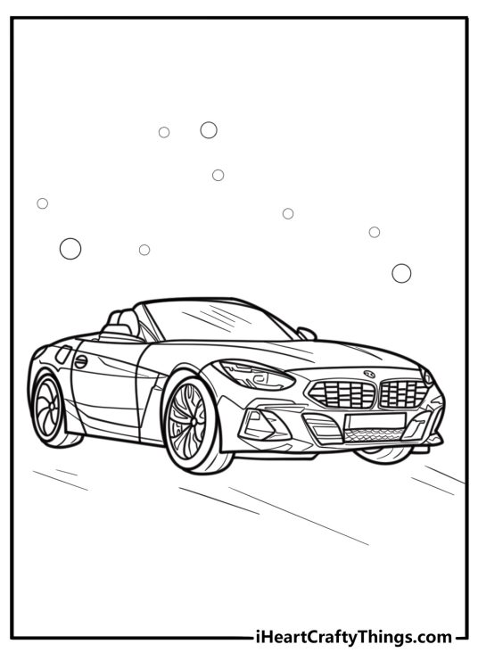 BMW sports car coloring page for kids