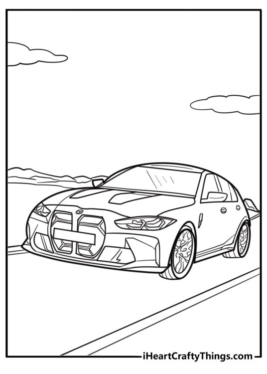 BMW touring car with aerodynamic design fun printable sheet