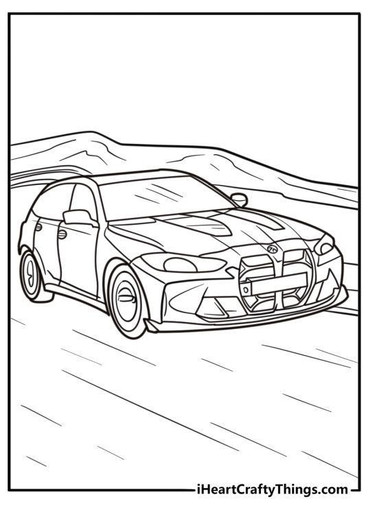 BMW x5 suv off road adventure fun coloring sheet