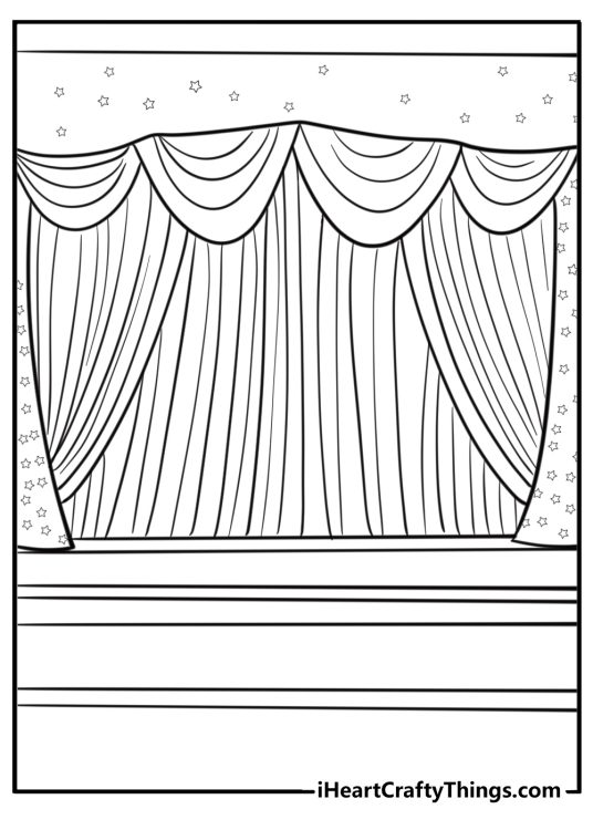 Broadway theater with flashing lights detailed coloring sheet
