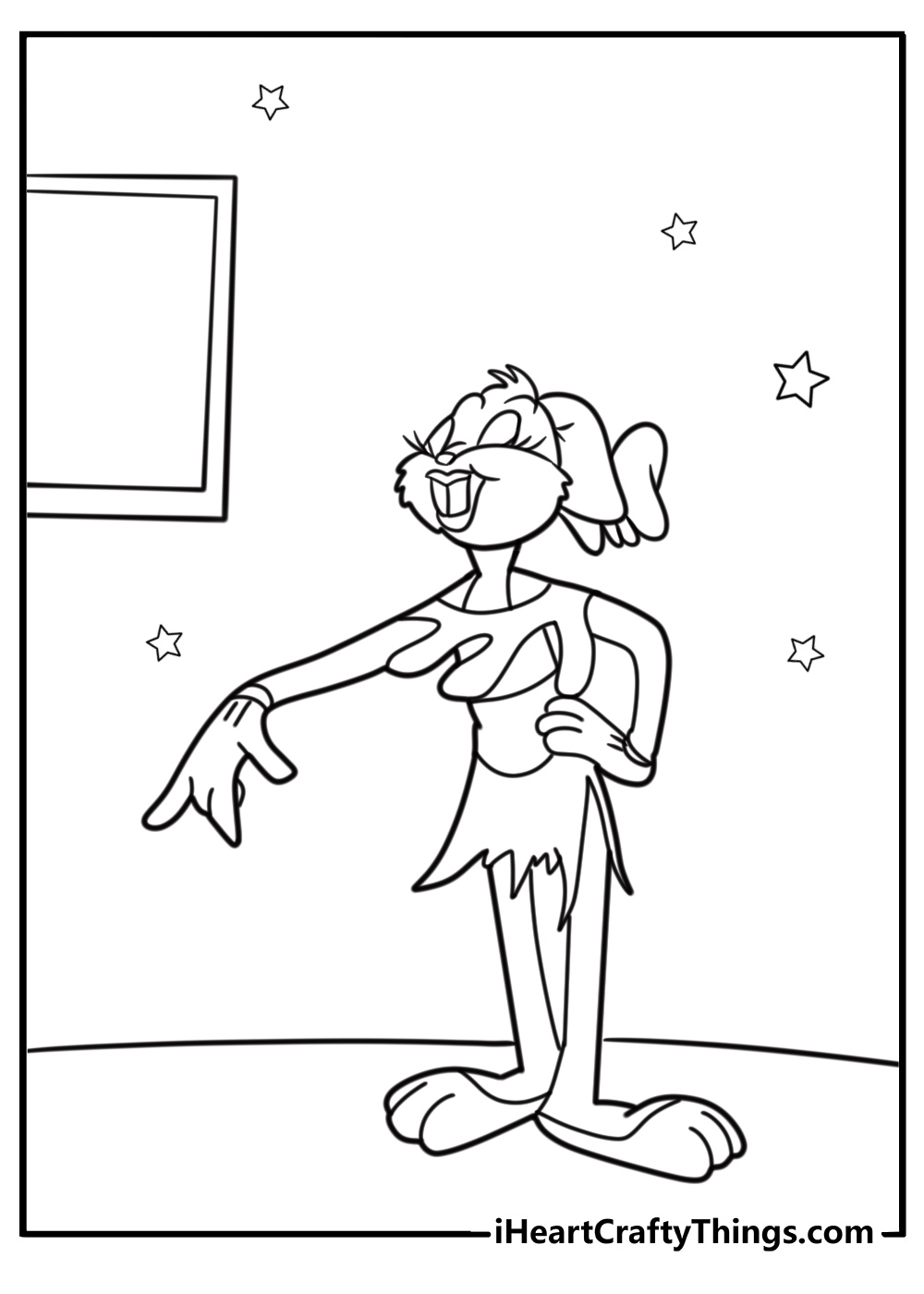 Bugs bunny dressed as a girl bunny in disguise coloring page