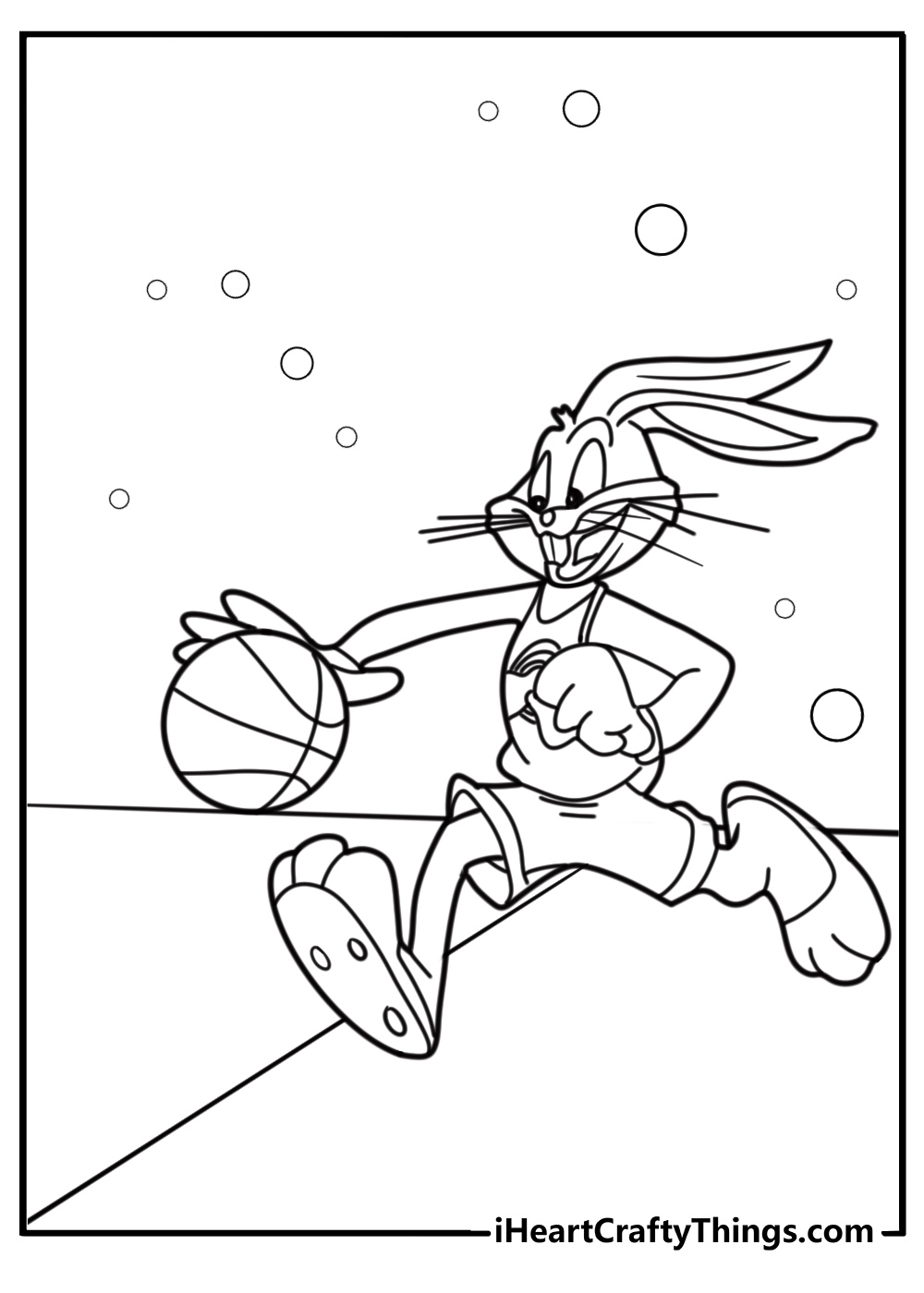 Bugs bunny playing basketball from space jam coloring page