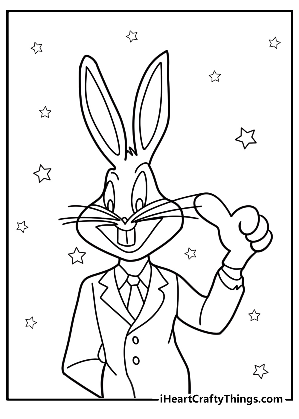 Bugs Bunny winking and giving a thumbs up coloring page