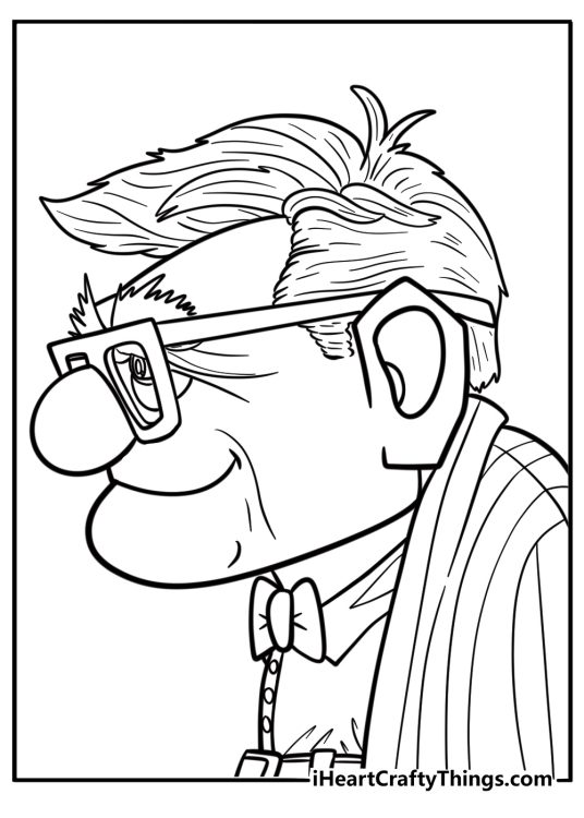 Carl fredricksen smiling coloring page for kids