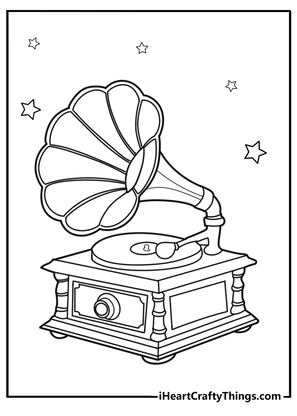 Classic gramophone with a large horn coloring page