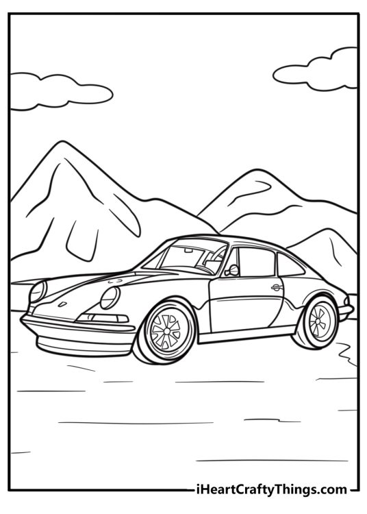 Classic porsche 911 turbo detailed coloring sheet