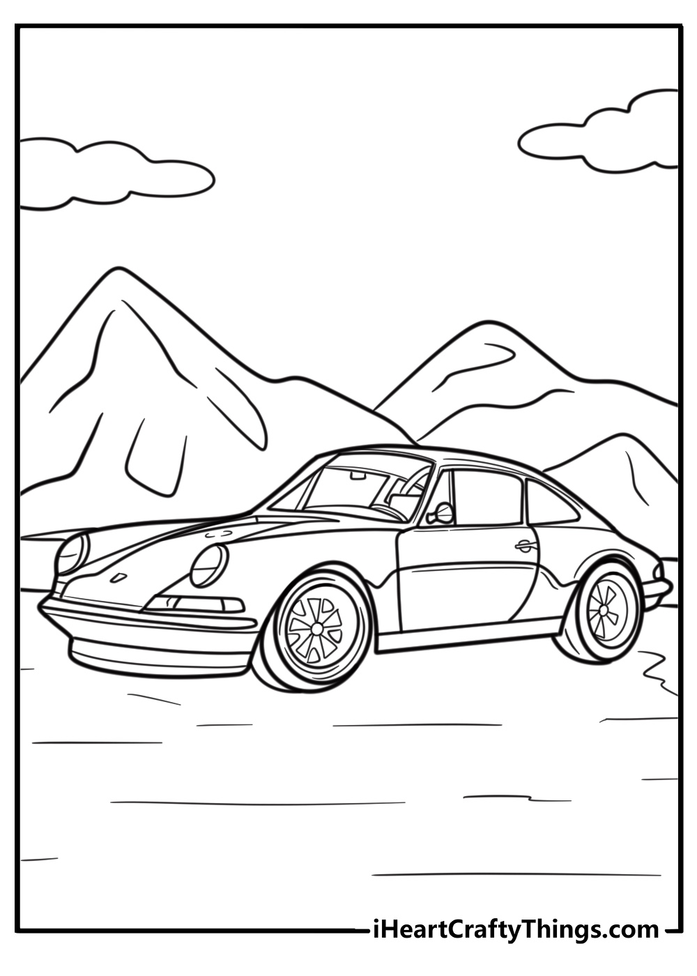 Classic porsche 911 turbo detailed coloring sheet