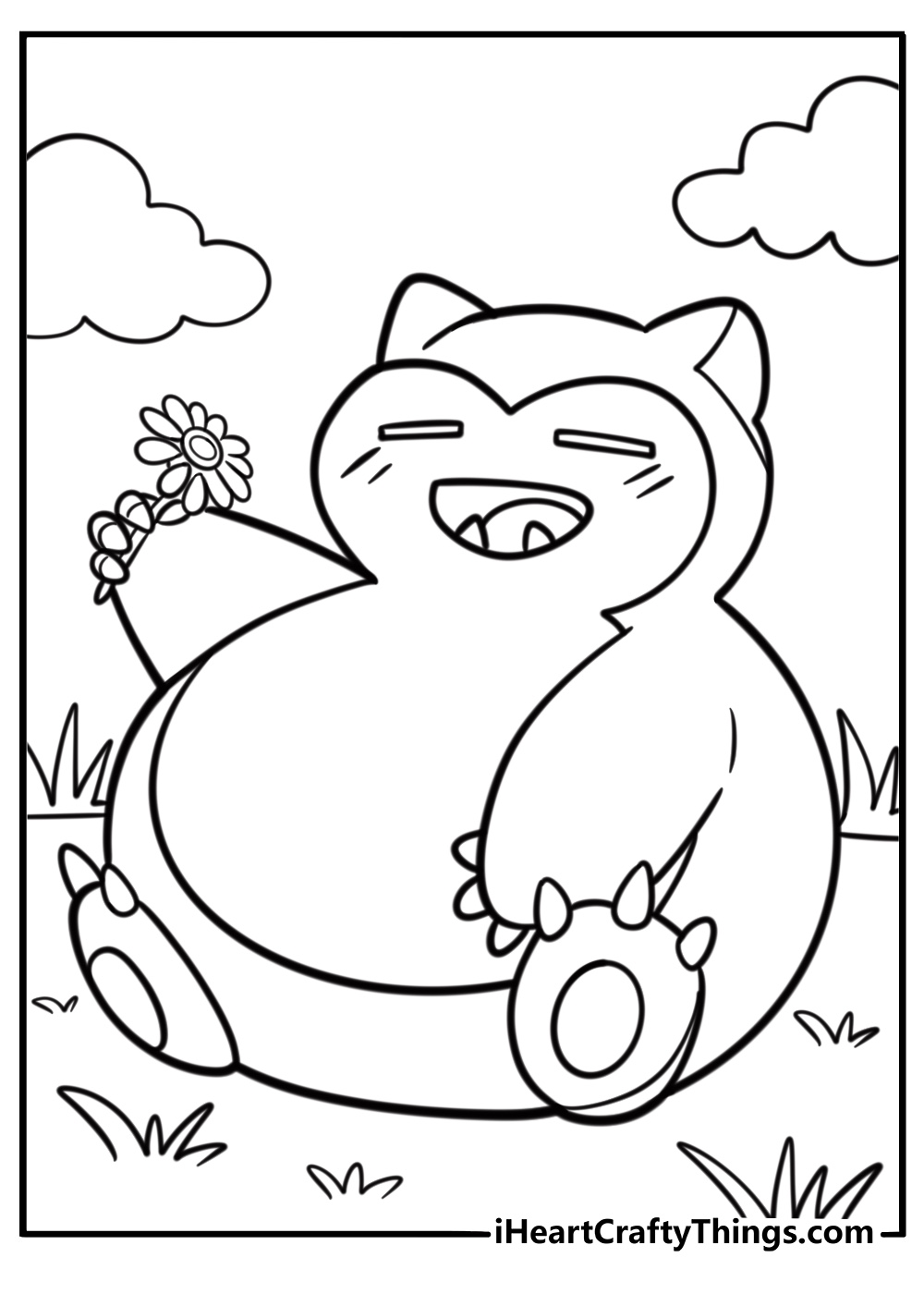 Cute snorlax with a big smile coloring sheet