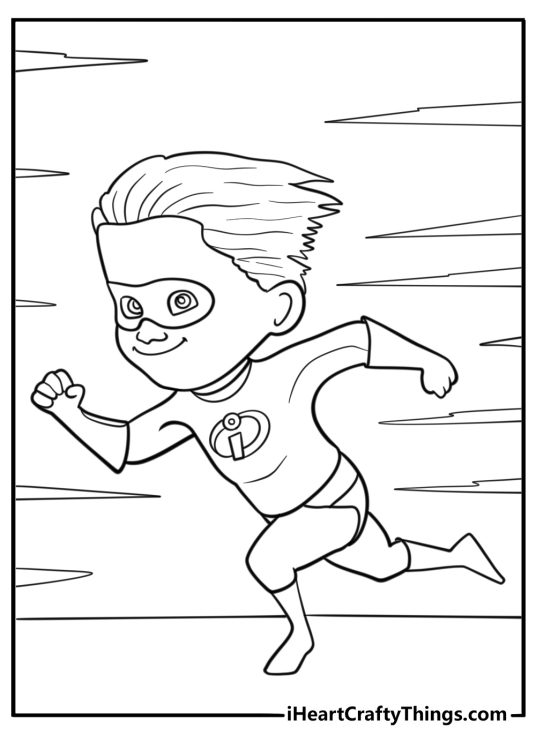 Dash parr running at super speed fun printable coloring sheet