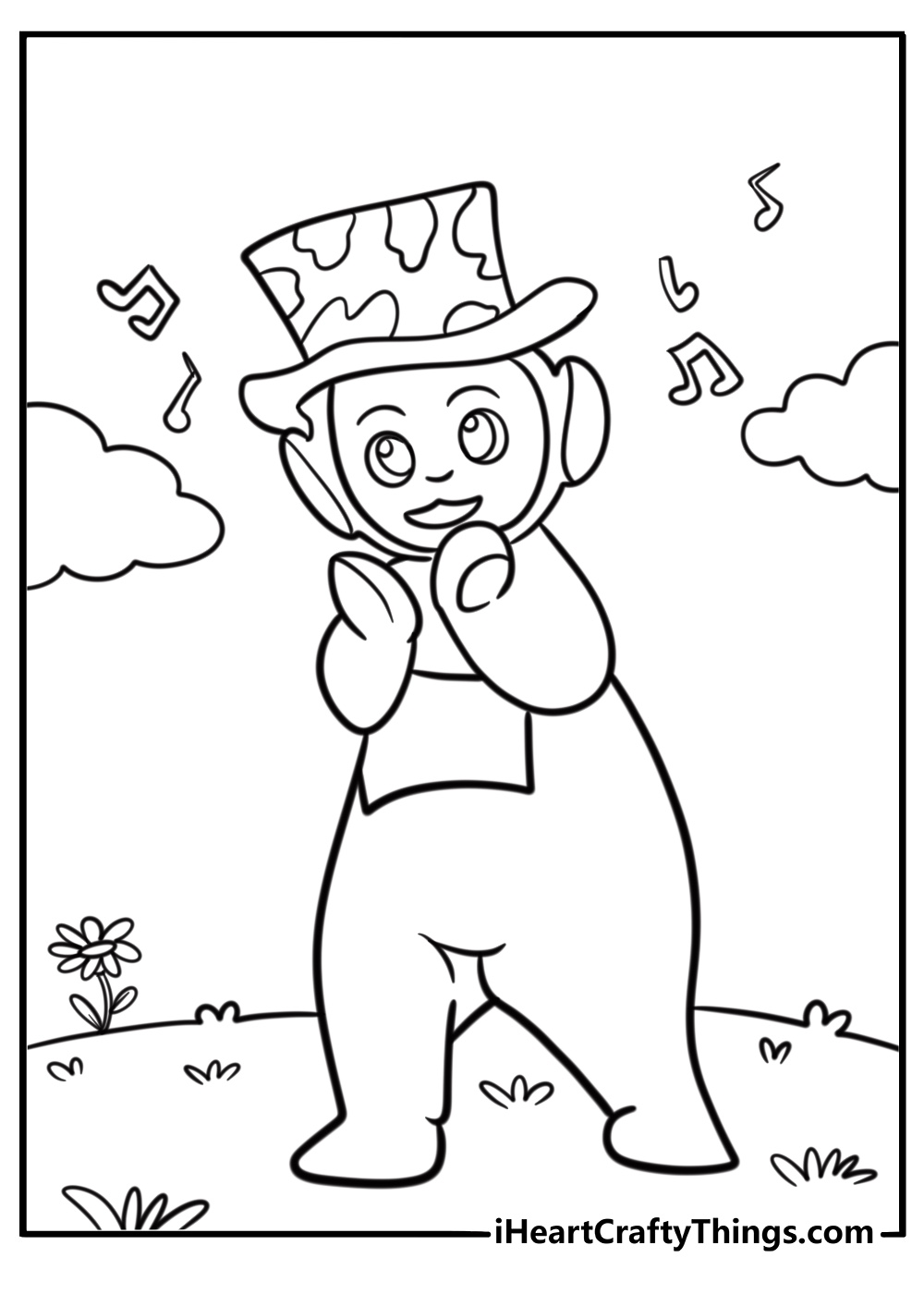 Dipsy dancing in teletubbyland fun coloring sheet