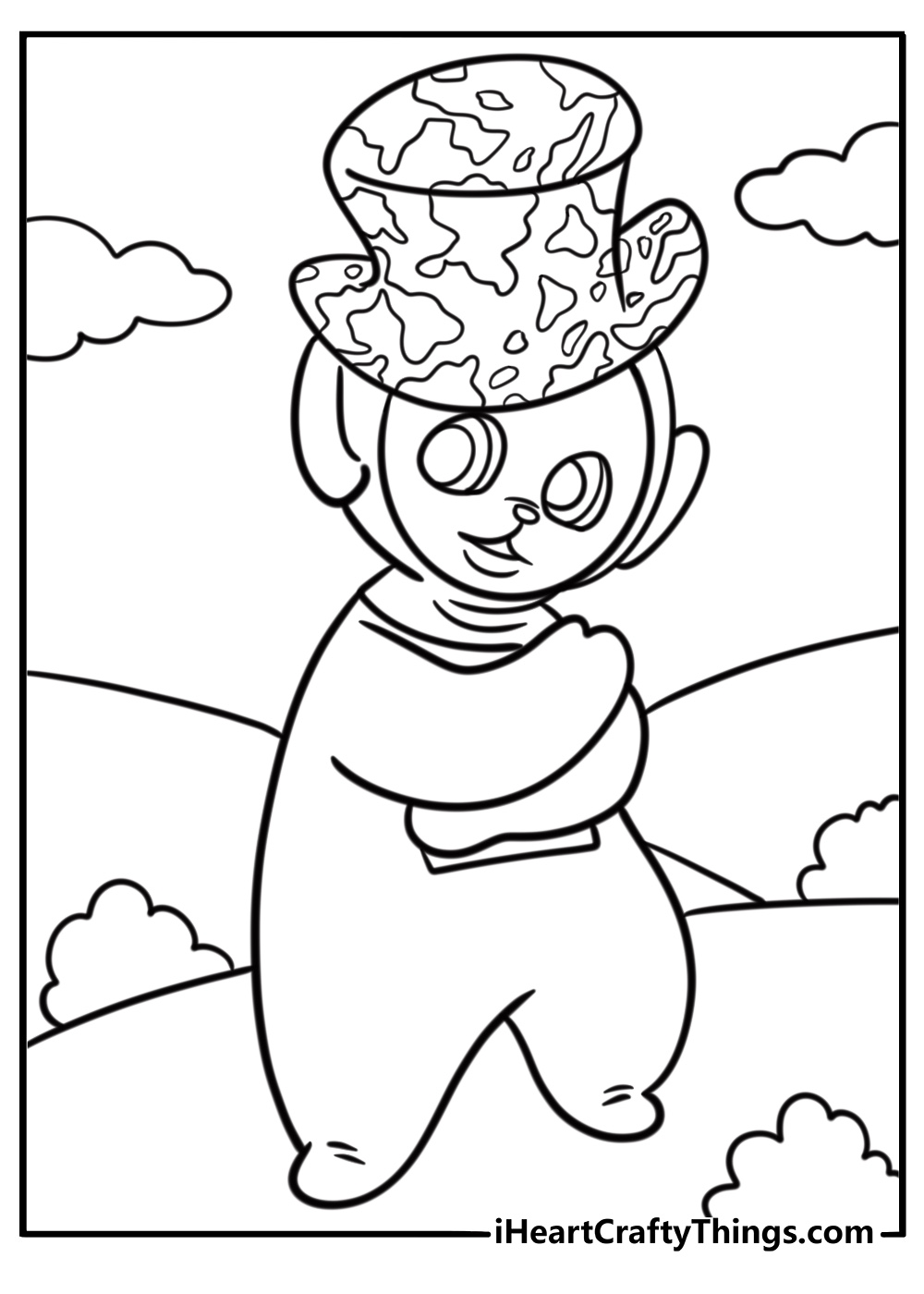 Dipsy wearing his signature hat free coloring page pdf