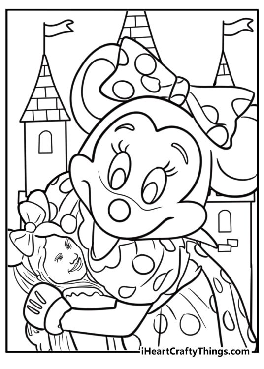 Disneyland characters meeting visitors coloring sheet