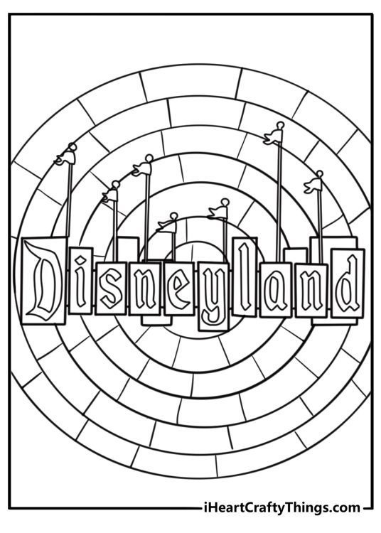 Disneyland entrance sign free printable coloring page