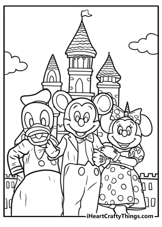 Disneyland parade with Mickey and friends coloring page