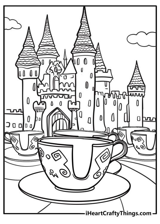 Disneyland teacup ride fun printable coloring sheet