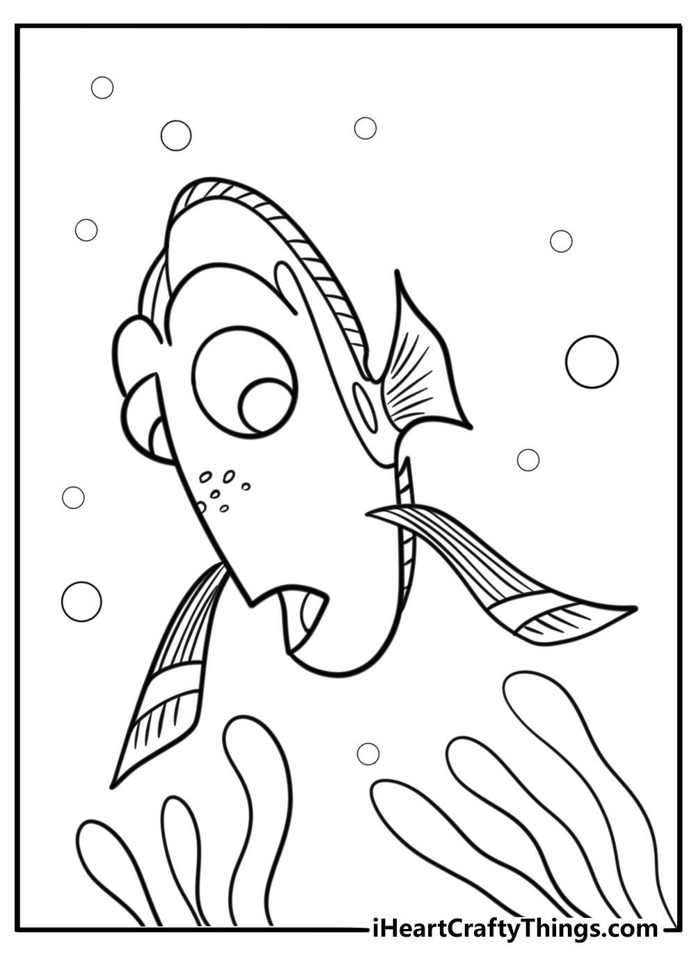 Dory inside the touch pool printable coloring page