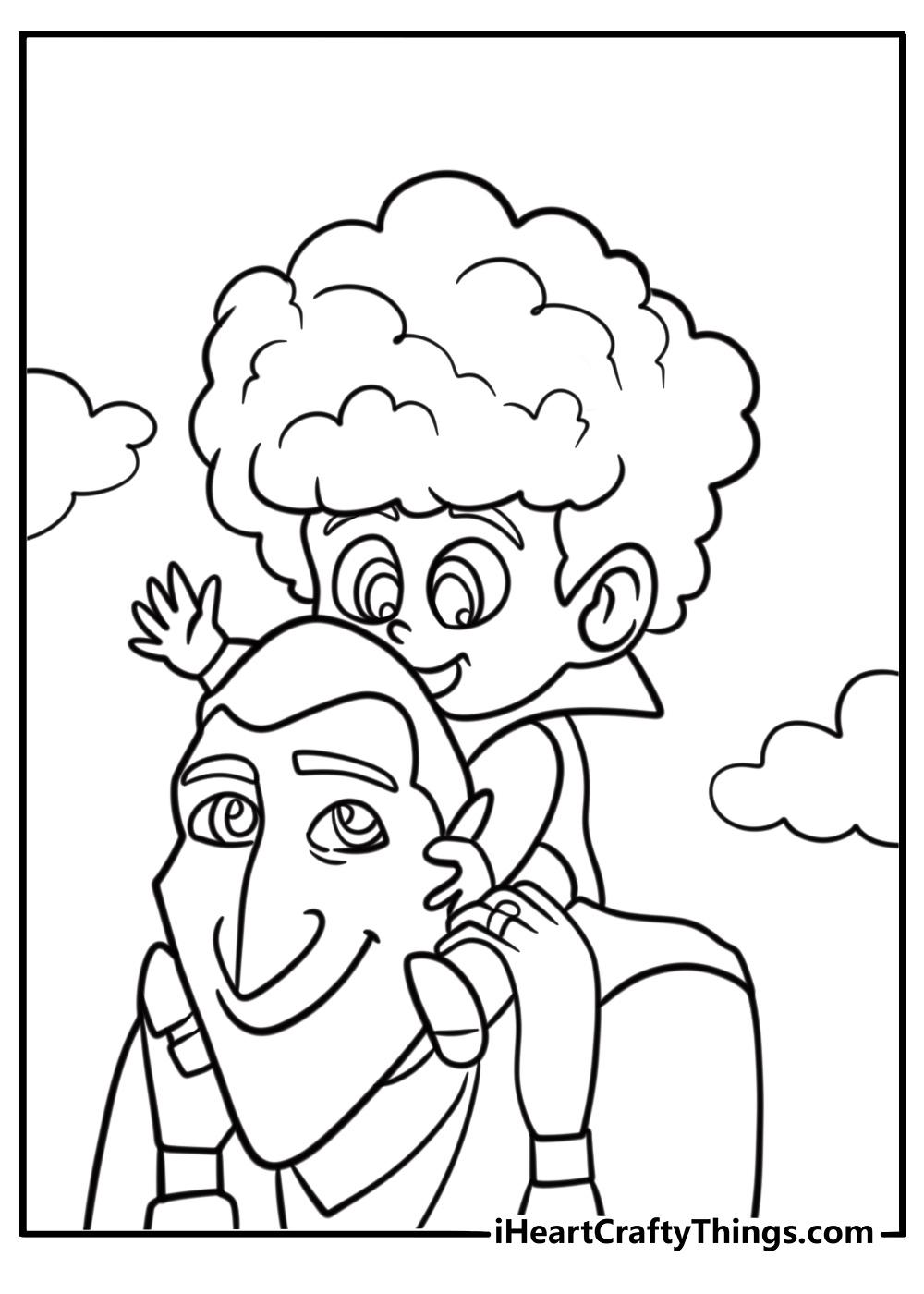 Dracula and dennis flying together hotel transylvania coloring page