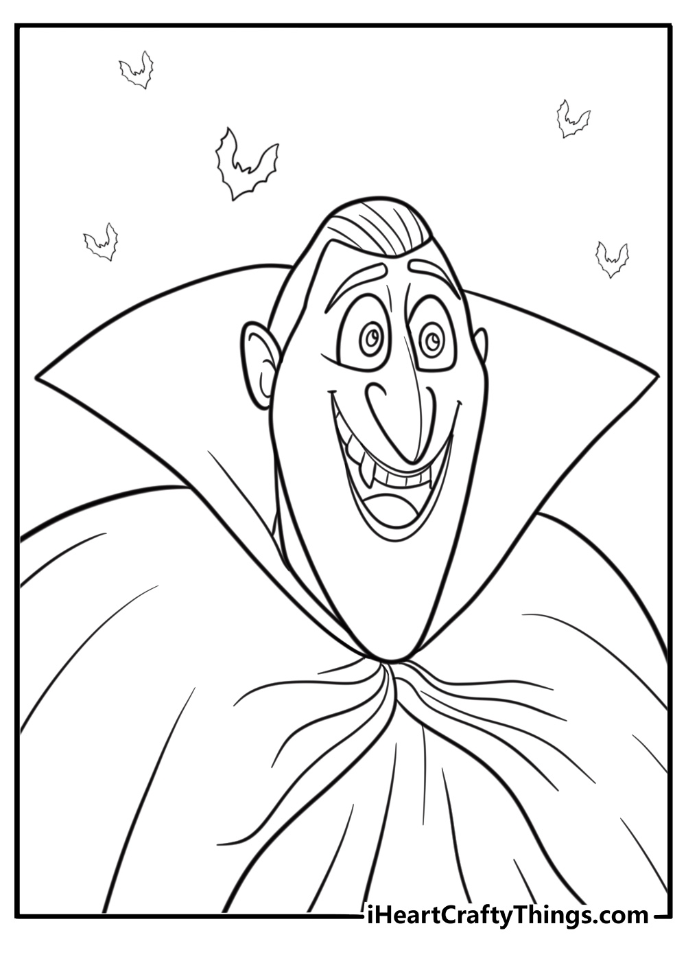 Dracula smiling in his cape hotel transylvania coloring page