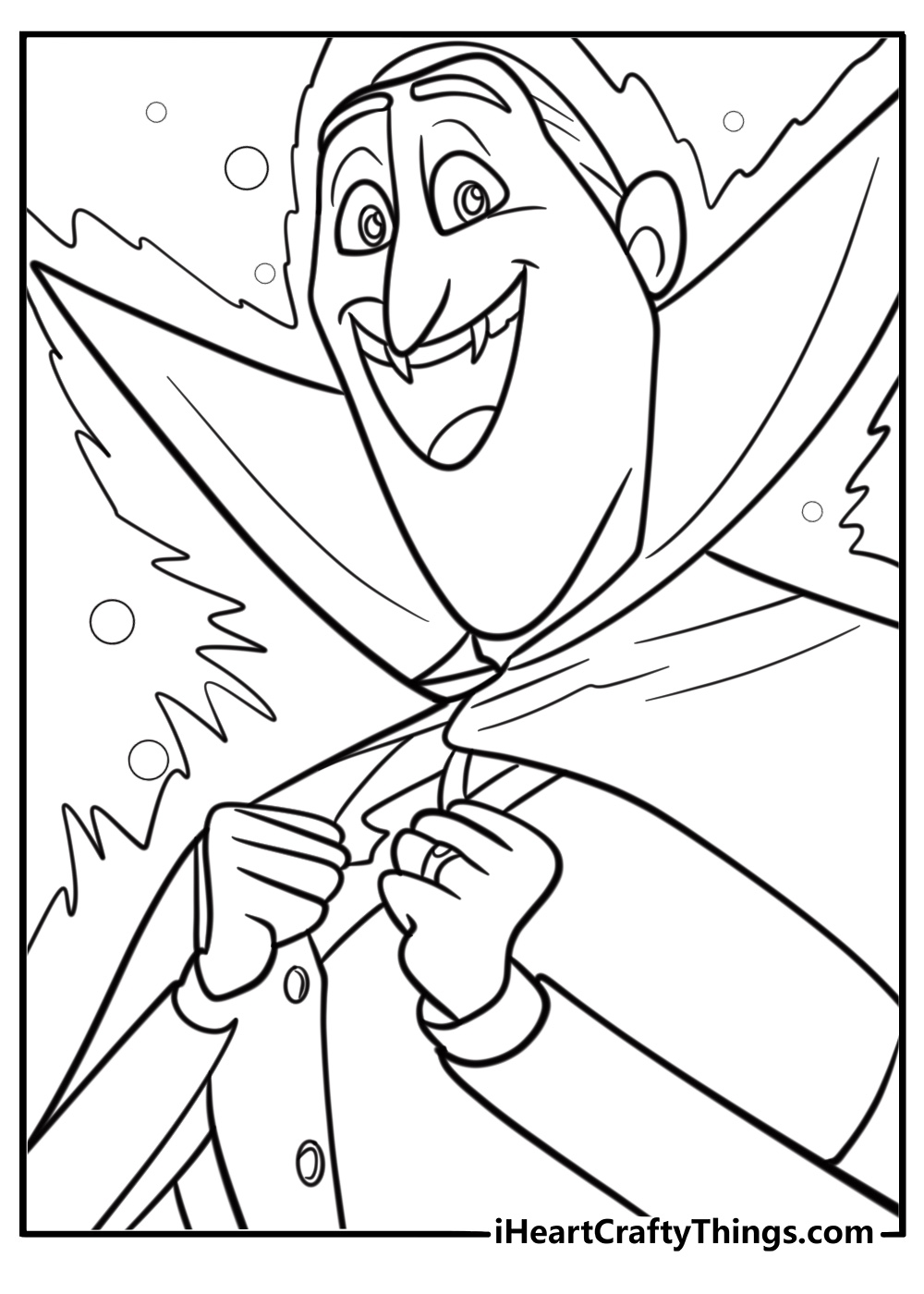 Dracula using his vampire powers coloring page