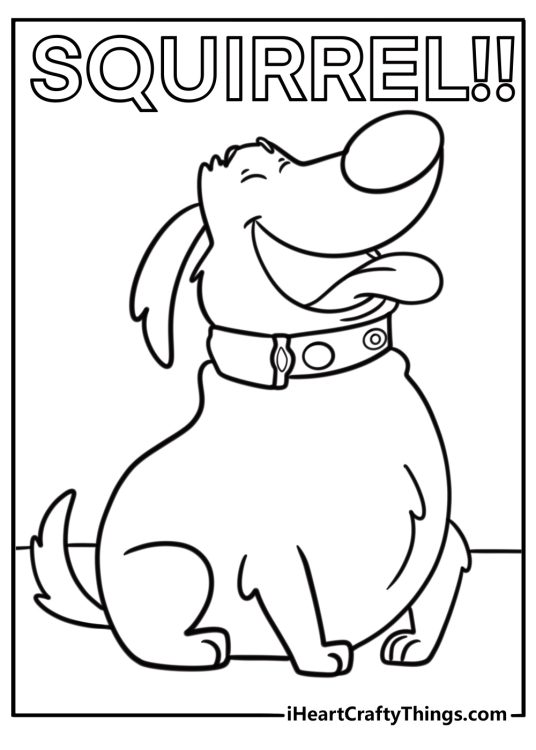Dug saying squirrel free printable up coloring page