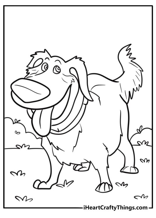 Dug the talking dog wagging his tail fun coloring page