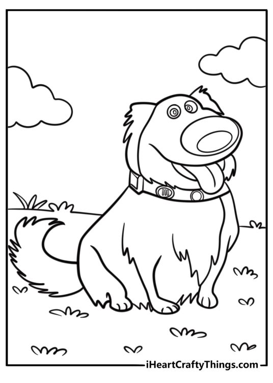 Dug wearing his translator collar fun up coloring sheet