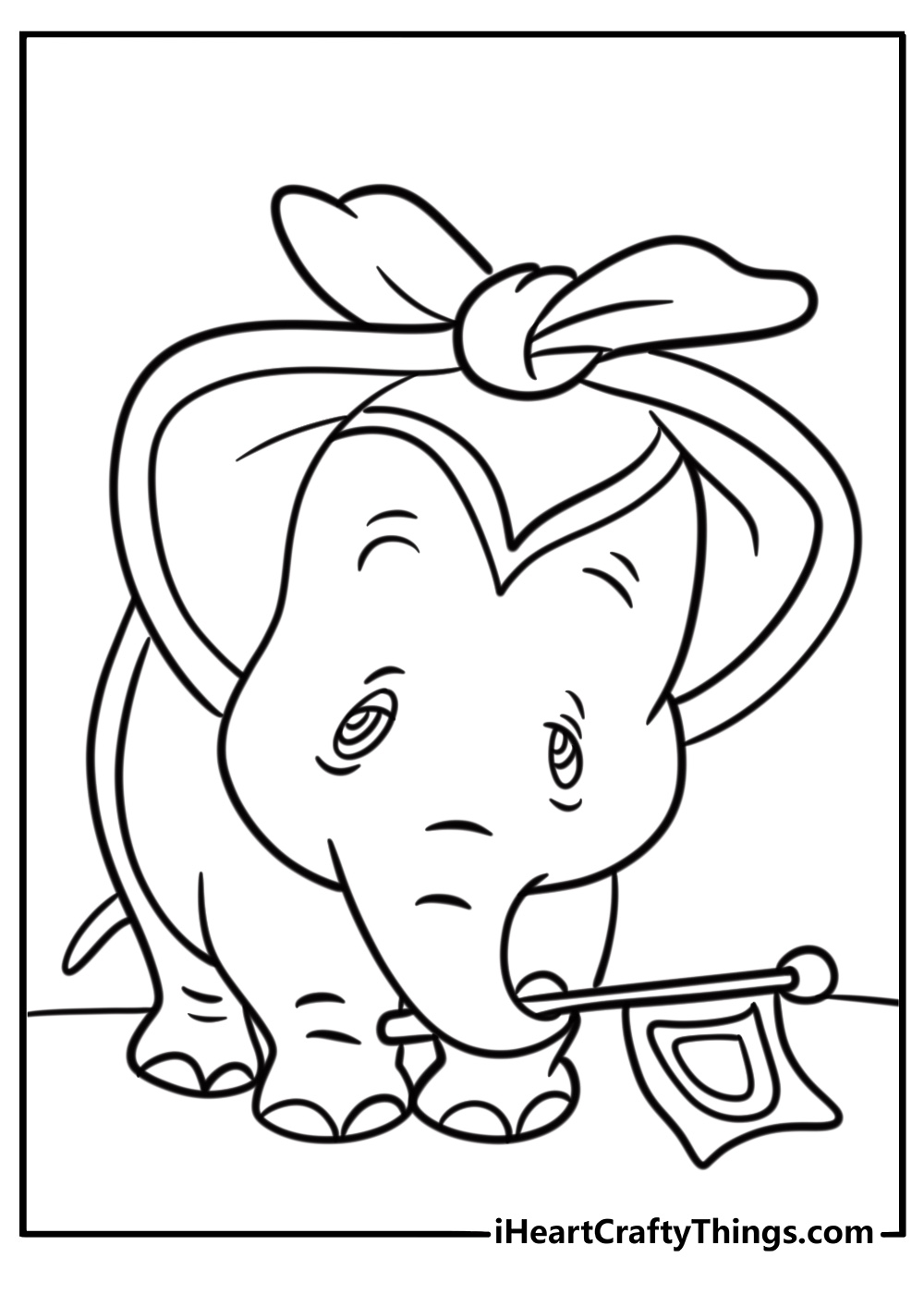 Dumbo looking sad with big eyes coloring page