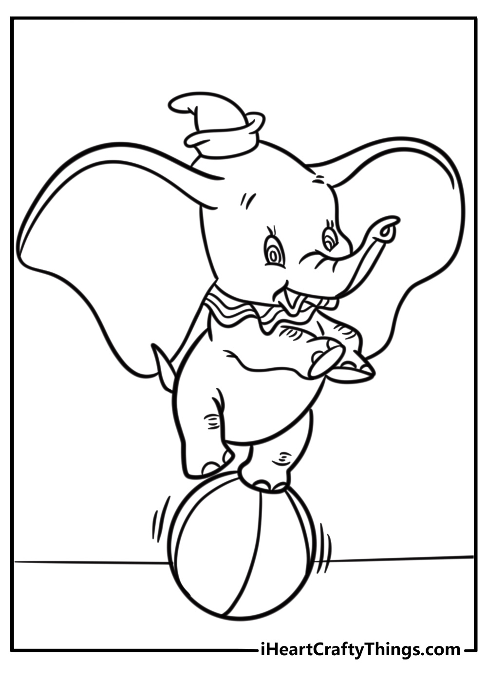 Dumbo performing at the circus free coloring page pdf