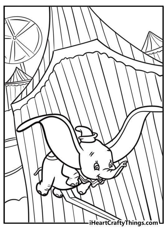 Dumbo the flying elephant ride at Disneyland coloring page