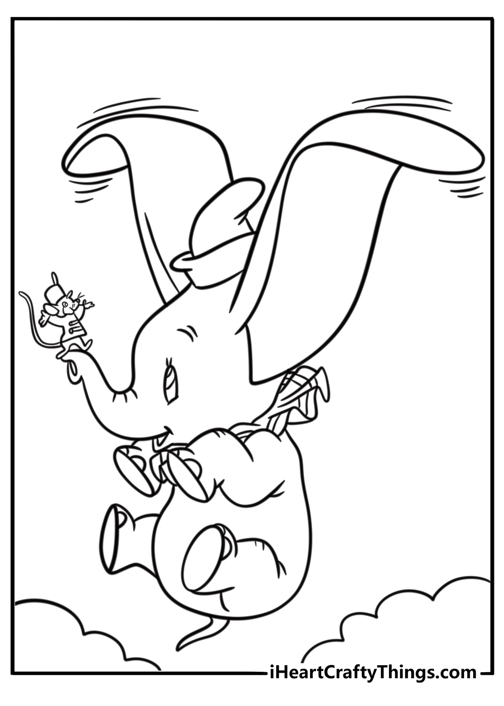 Dumbo with Timothy Mouse free printable coloring page