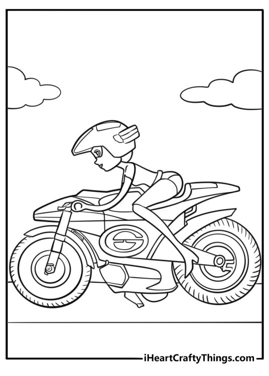 Elastigirl riding her elasticycle fun coloring sheet