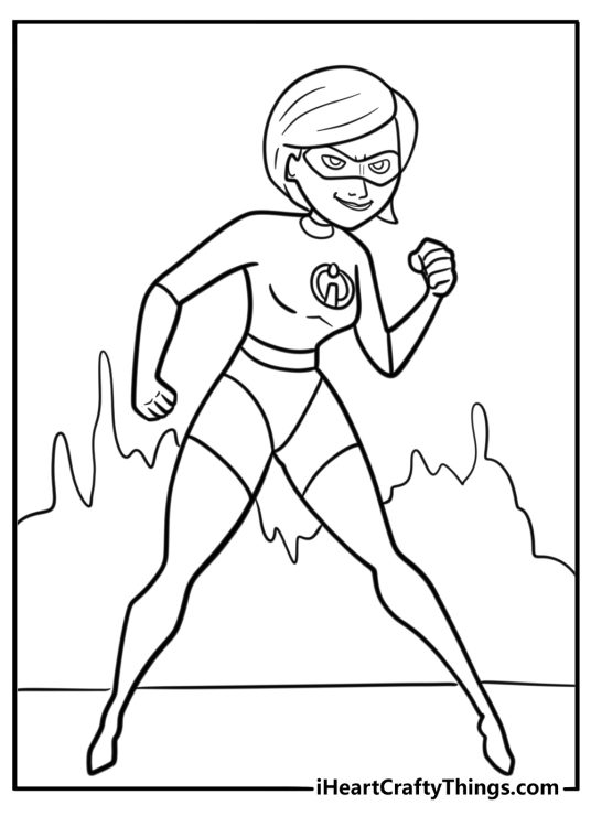 Elastigirl saving the day free incredibles coloring page
