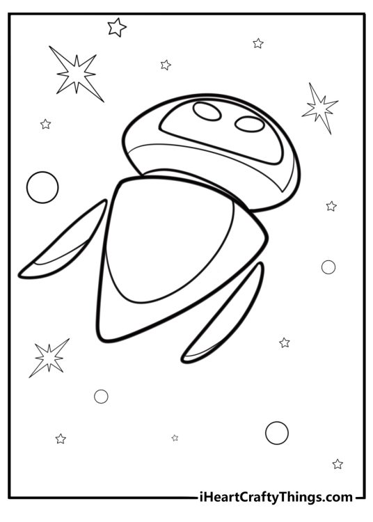 Eve floating in space free coloring page pdf